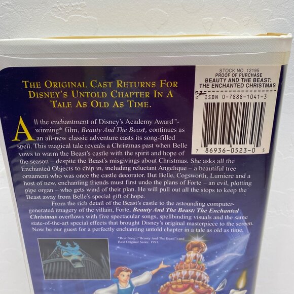 Vintage Disneys Beauty And Beast The Enchanted Christmas VHS Tape Clamshell CAse - Picture 3 of 10